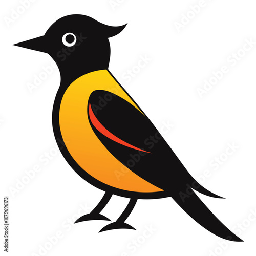 Solid color Great Crested Flycatcher animal vector design