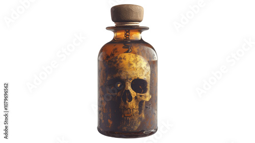 Poison bottle on white transparent background
