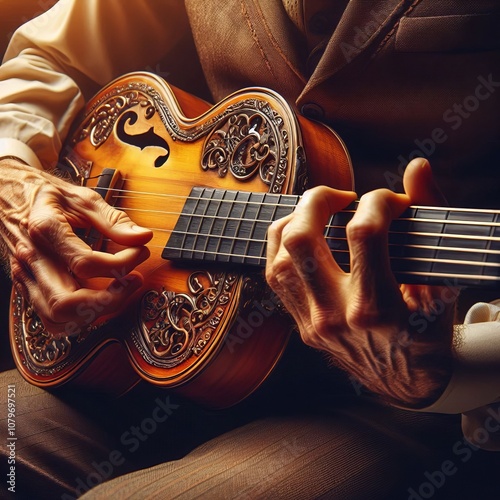 Skilled Musician A musician's hands playing an instrument photo