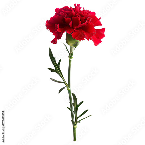 A red carnation isolated on a transparent background