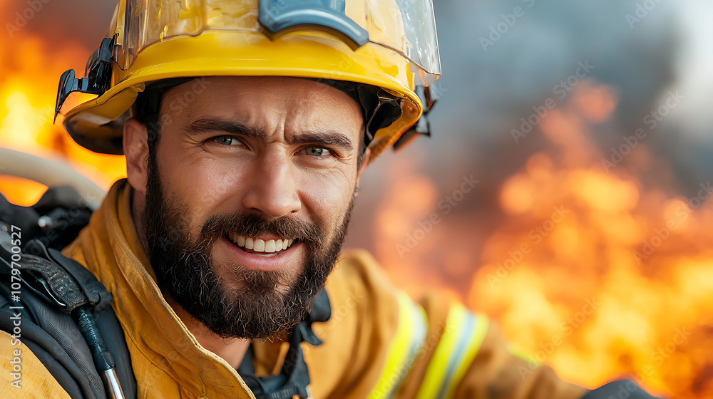 Firefighter faces intense blaze while positively embracing courage and resilience in the line of duty Firefighter faces intense blaze while positively embracing courage and resilience in the line of duty