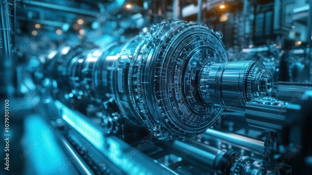 Fototapeta premium Industrial Machinery: A Close-up View of a Powerful Engine