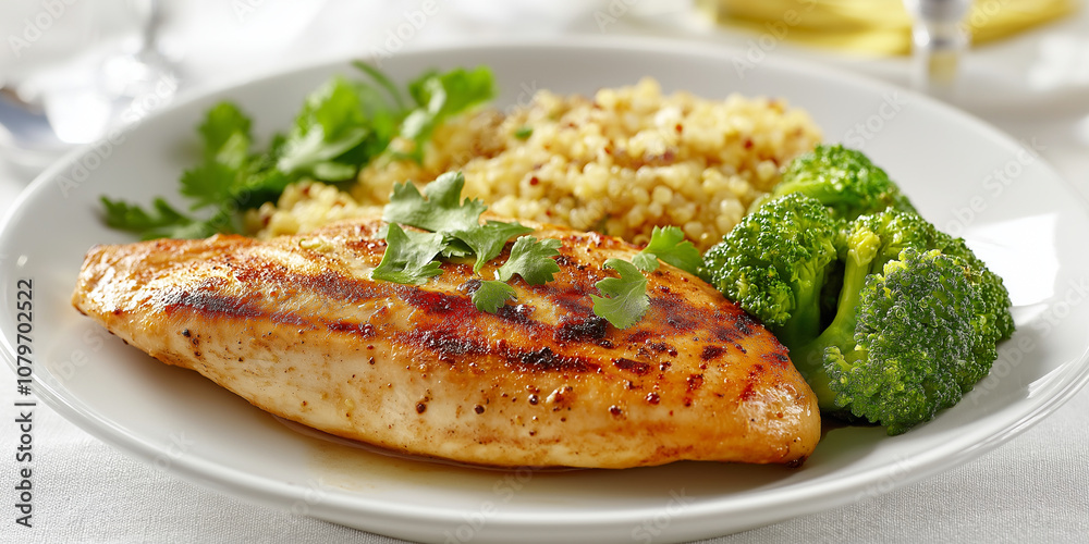 Grilled Chicken with Quinoa Salad and Broccoli Grilled Chicken with Quinoa Salad and Broccoli