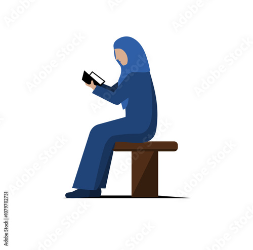 Muslim Woman Read Book Design Illustration vector eps format suitable for your design needs logo illustration animation etc