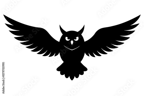 Owl in Flight | isolated vector illustration on white background photo