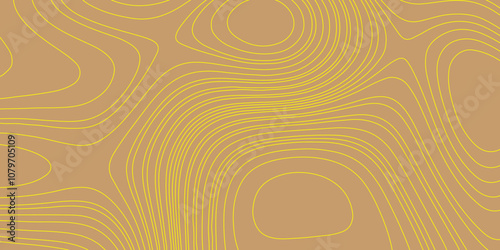 Modern beautiful curve line color topography contour map background, vector illustration with landscape geodesy topographic map yellow lines and brown background are combination of most luxurious.