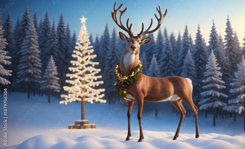 reindeer in the snow reindeer in the snow