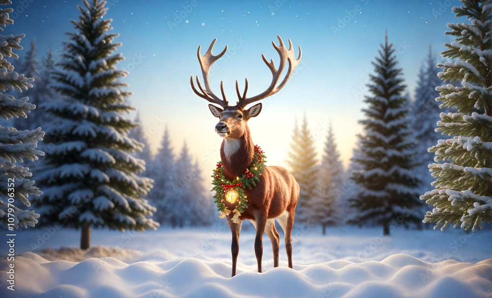 reindeer in the snow reindeer in the snow