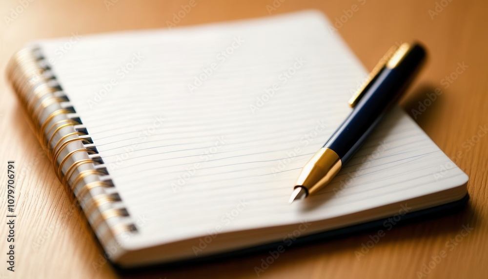 A blank notebook and pen ready for creative thoughts and ideas. A blank notebook and pen ready for creative thoughts and ideas.