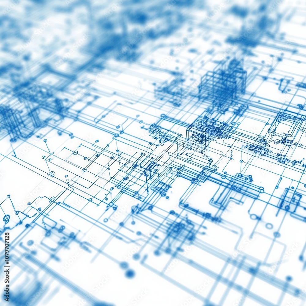 Fototapeta premium Abstract blue circuit pattern representing modern digital technology and connectivity.