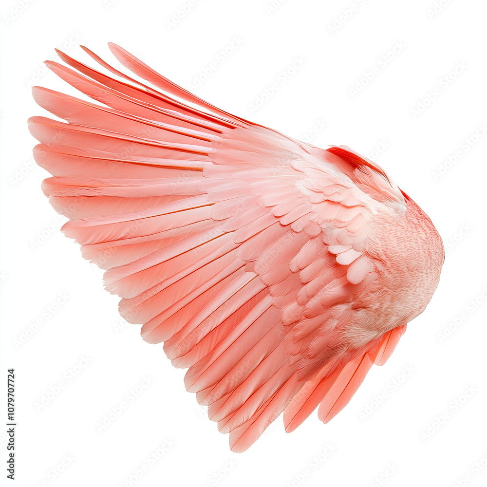 Obraz premium A stunning close-up of a pink bird wing showcasing vibrant feathers and intricate patterns.
