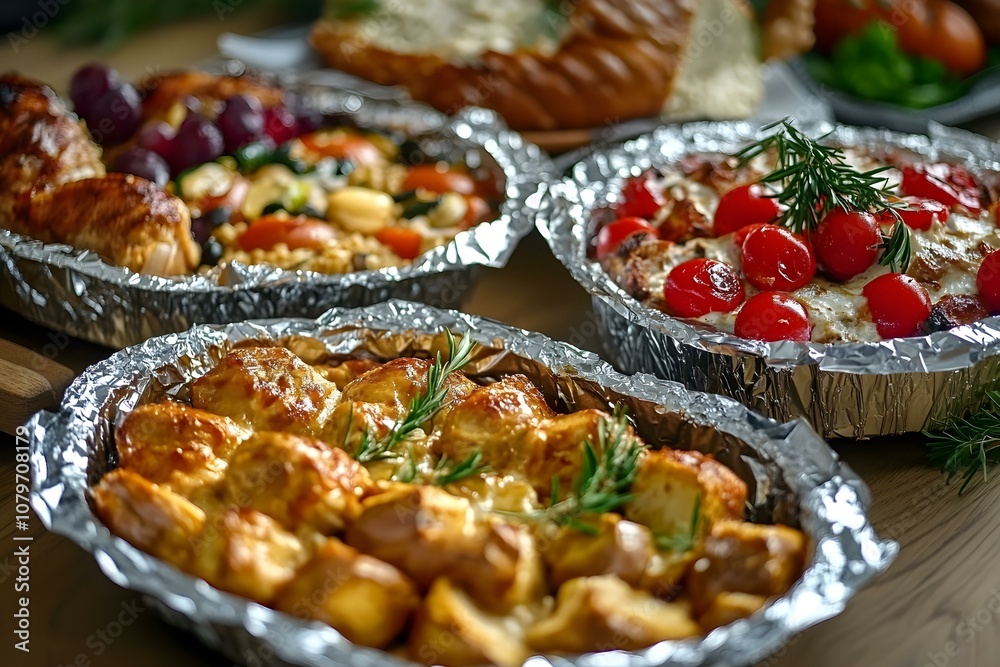 Foil-Wrapped Party Food Dishes Foil-Wrapped Party Food Dishes