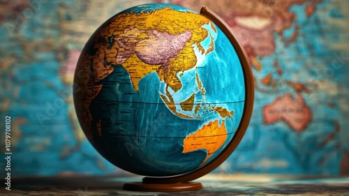 Global Perspective: A vintage-style globe takes center stage, its rich colors and intricate details hinting at faraway lands and untold adventures.