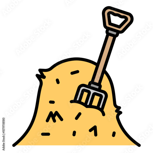 Illustration of Hay and Fork Filled Icon