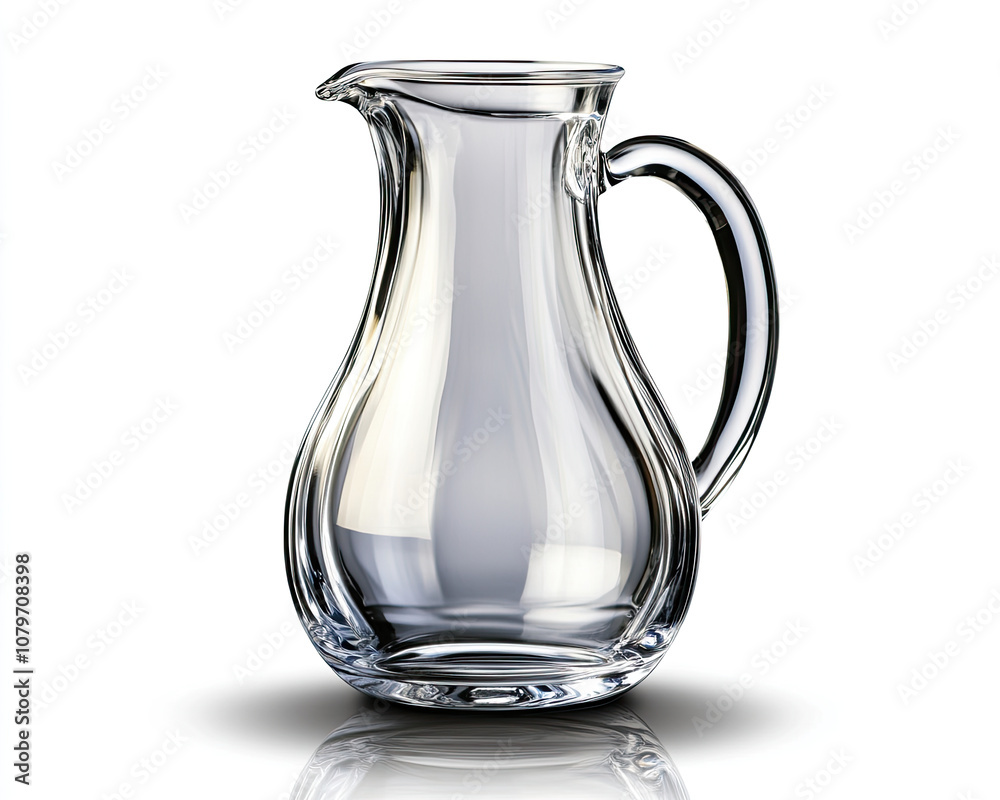 Elegant glass pitcher with a smooth surface and reflective qualities, ideal for beverages. Elegant glass pitcher with a smooth surface and reflective qualities, ideal for beverages.