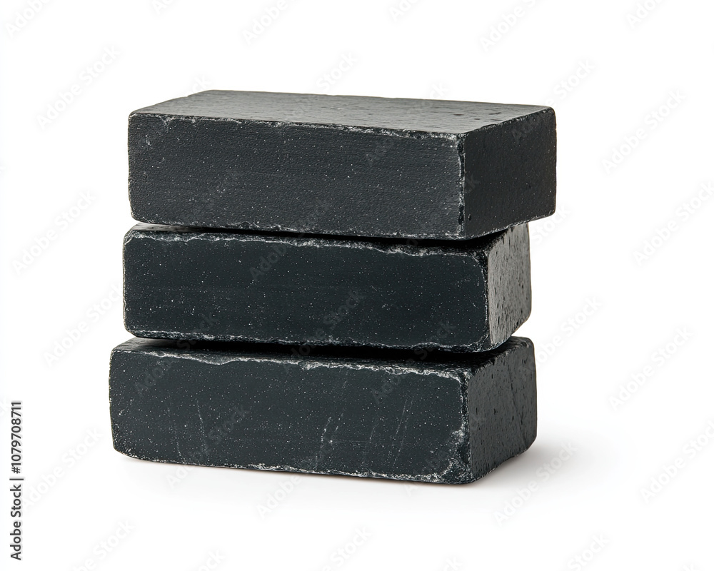 Three stacked charcoal blocks used for grilling and barbecuing. Three stacked charcoal blocks used for grilling and barbecuing.