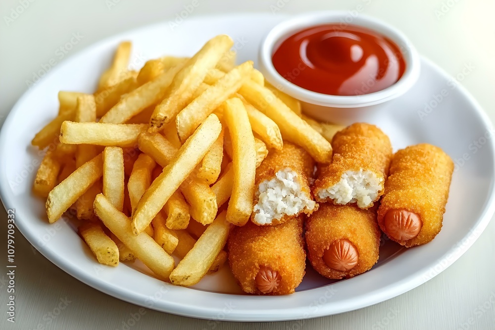 Fast Food Platter with French Fries, Hot Dog, and Nuggets Fast Food Platter with French Fries, Hot Dog, and Nuggets