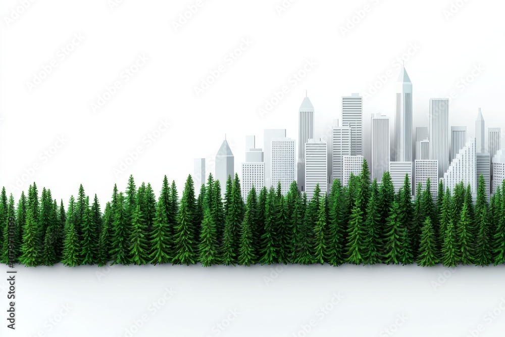 Economic Growth and Climate Change concept. A modern city skyline rises beyond a vibrant green forest, symbolizing the harmony between nature and urban development. Economic Growth and Climate Change concept. A modern city skyline rises beyond a vibrant green forest, symbolizing the harmony between nature and urban development.