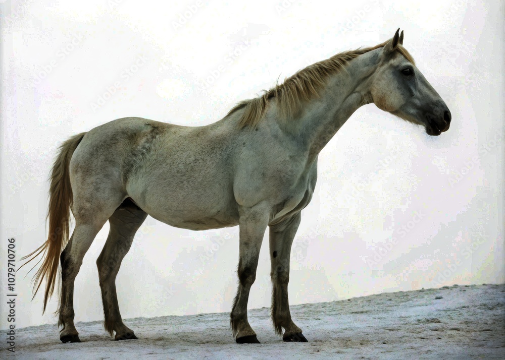 Architectural Photography of a White Horse on a White Background, Capturing Elegance and Minimalism in Equine Artistry, Perfect for Fine Art Displays and Contemporary Decor Architectural Photography of a White Horse on a White Background, Capturing Elegance and Minimalism in Equine Artistry, Perfect for Fine Art Displays and Contemporary Decor