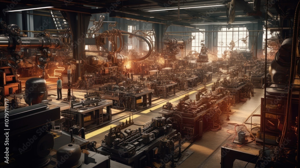 Industrial Factory with Intricate Machinery Industrial Factory with Intricate Machinery