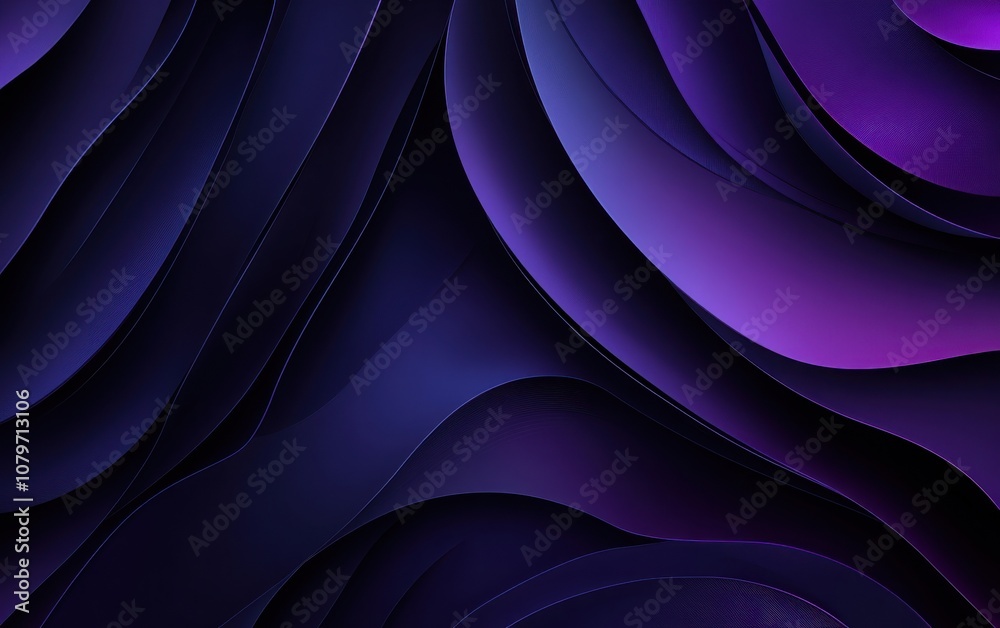 Fototapeta premium A dark purple-blue abstract background with gradient lines and wavy patterns, illustrating the concept of AI technology. 