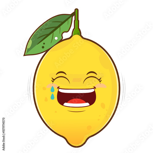 lemon laughing face cartoon cute