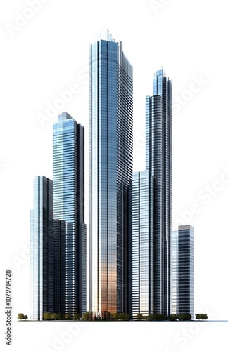 Skyscraper buildings on a white background