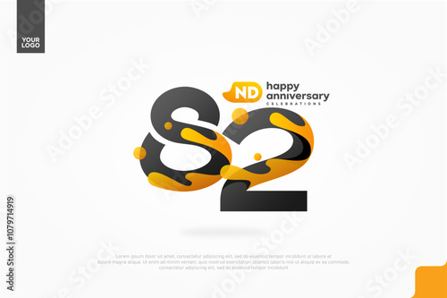 82nd Anniversary icon with water splash photo