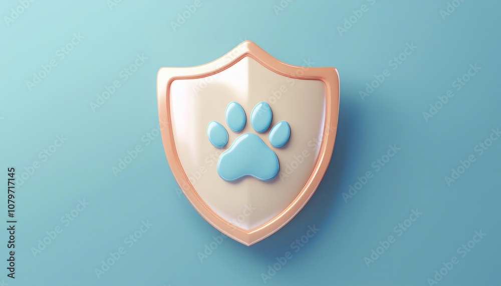 A cute, stylized shield with a paw print, symbolizing pet care, protection, and loyalty in a modern, playful design. A cute, stylized shield with a paw print, symbolizing pet care, protection, and loyalty in a modern, playful design.