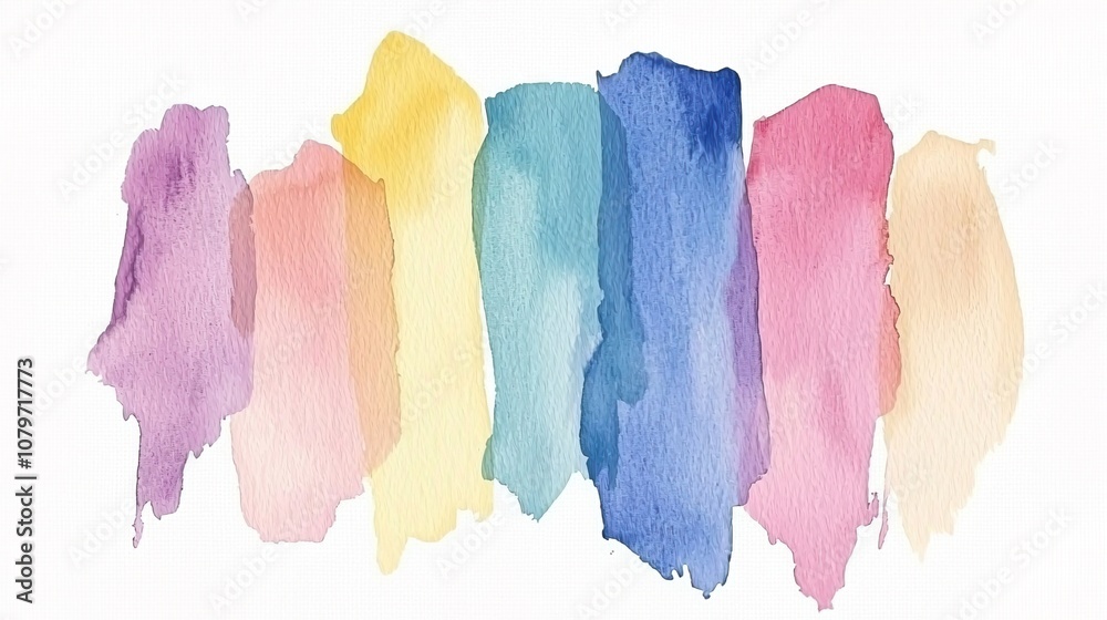 Naklejka premium Paint on a canvas Concept. Colorful Watercolor Brushstrokes on Canvas