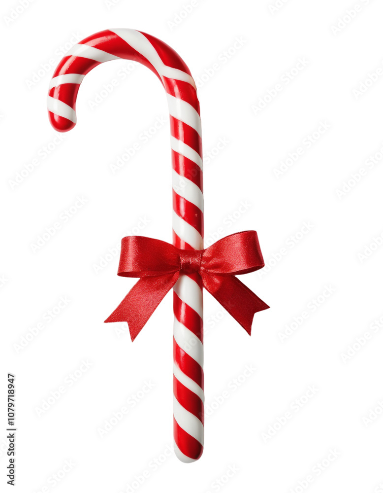 Christmas Candy Cane Stick on White Background, Christmas Festive Concept. Transparent PNG.