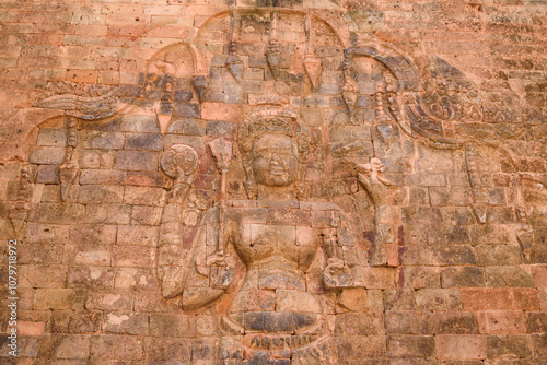 Wallpaper Mural Bas-relief sculpture at Kravan temple, Siem Reap, Cambodia. Torontodigital.ca