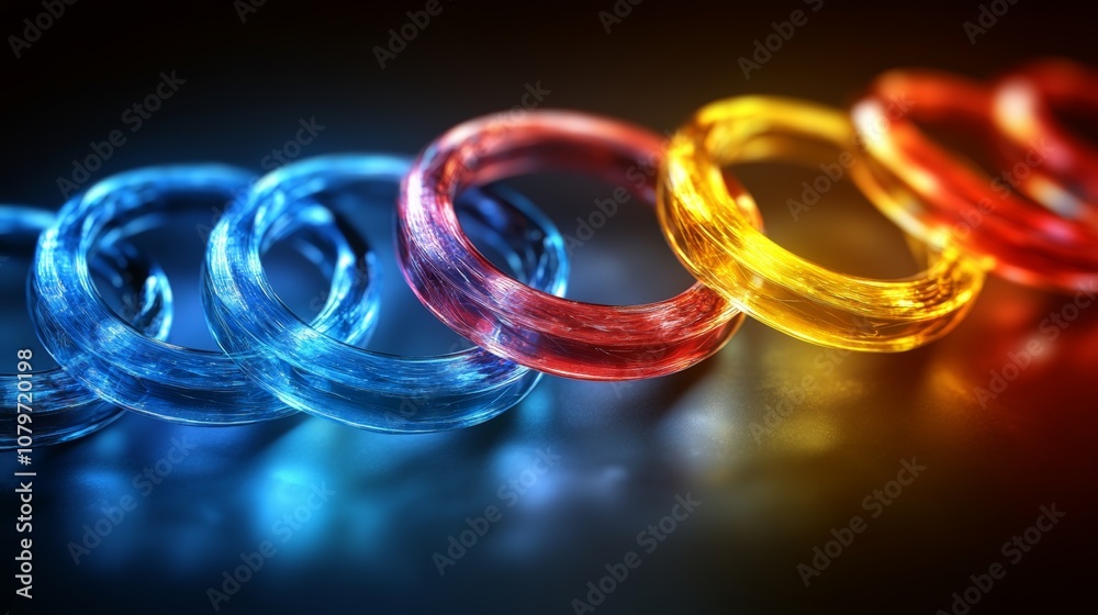 Vibrant Interlocking Rings of Light in Neon Colors Vibrant Interlocking Rings of Light in Neon Colors