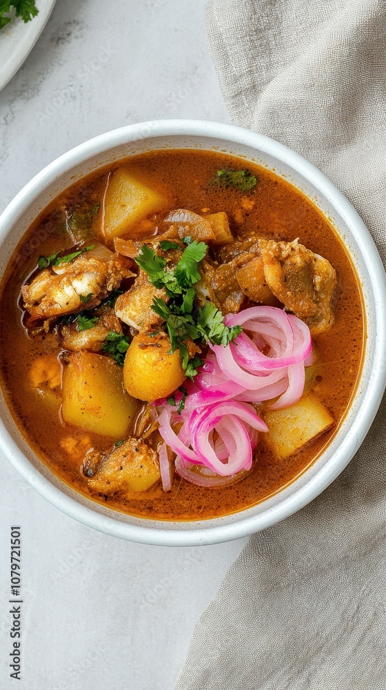 Delicious Fish Stew with Potatoes and Onions. Delicious Fish Stew with Potatoes and Onions.