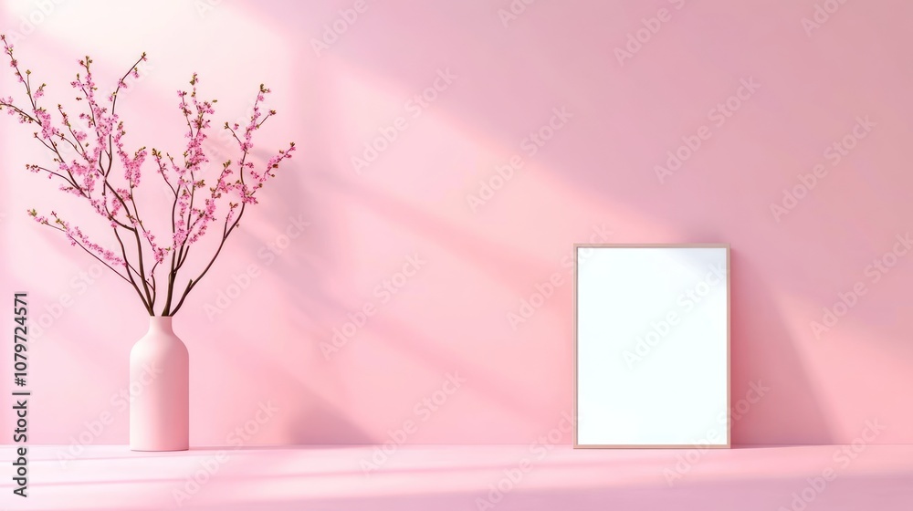 Obraz premium Muttertag Greetings Card with German Text and Pink Peonies on Apricot Background - Top View