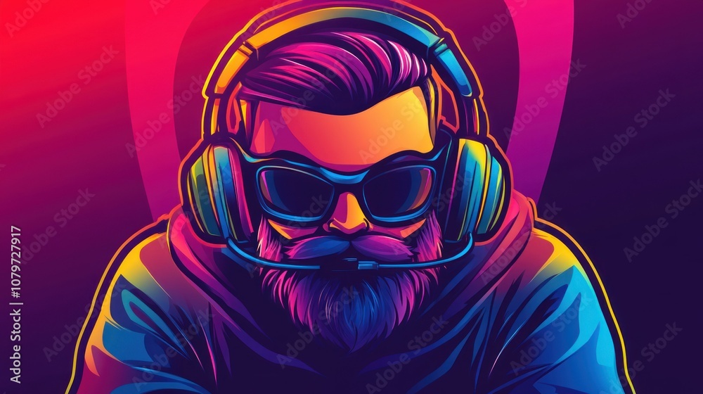 Illustration gaming mascot bearded man head logo design E-Sport background wallpaper AI generated image Illustration gaming mascot bearded man head logo design E-Sport background wallpaper AI generated image