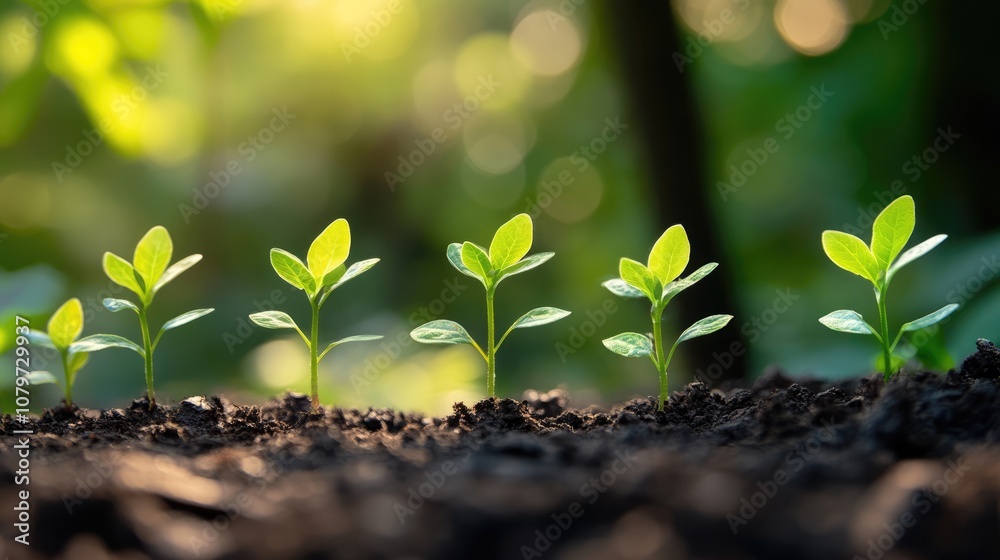 Young Green Shoots Emerge from the Earth Young Green Shoots Emerge from the Earth