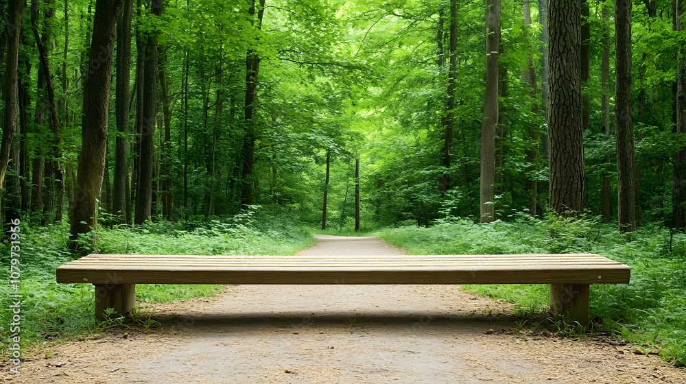 A serene wooden bench sits on a pathway surrounded by lush greenery, inviting visitors to relax and enjoy the tranquility of nature. A serene wooden bench sits on a pathway surrounded by lush greenery, inviting visitors to relax and enjoy the tranquility of nature.