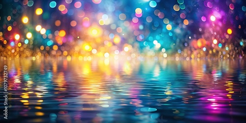 Abstract Colorful Lights Reflecting on a Rippling Water Surface