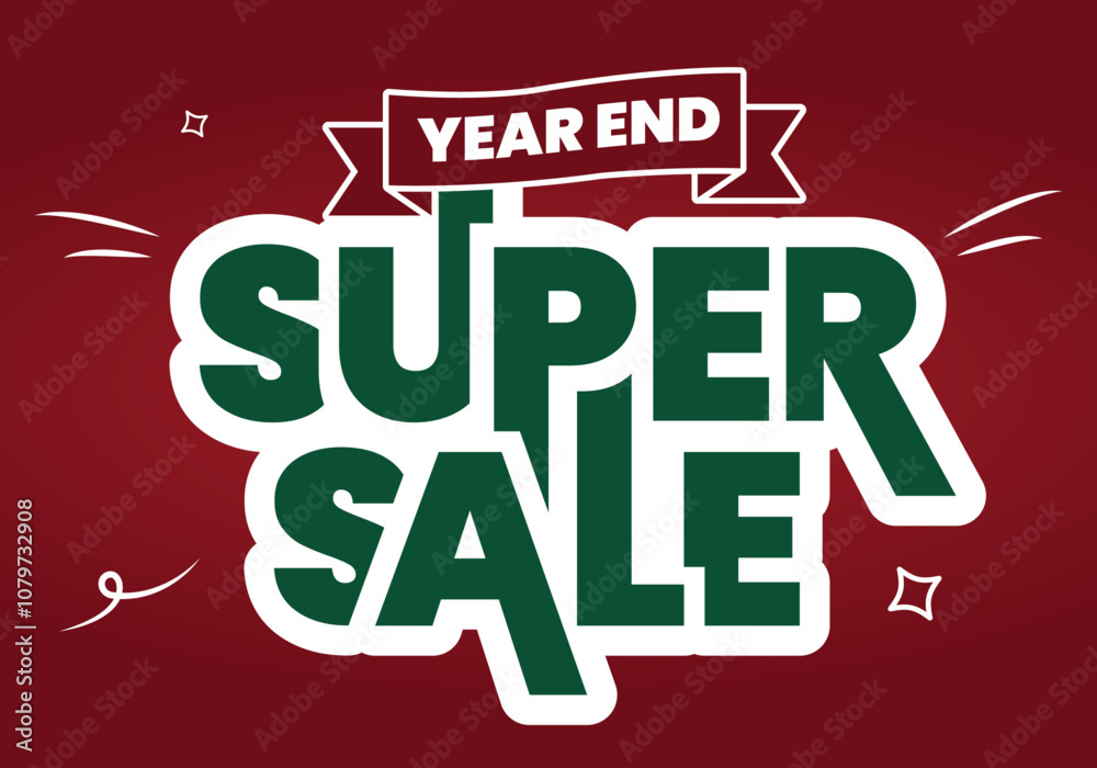 Year End Super Sale Green Red White on Red Gradient Background Year End Super Sale Green Red White on Red Gradient Background