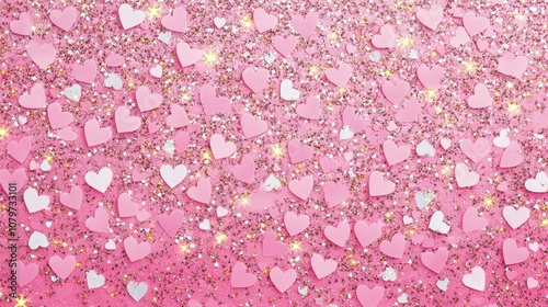 Pink background with lots of hearts and stars, pastel pink background with many small white heart shapes, light pink and baby blue, soft pink with sparkling sparkles, with generative ai