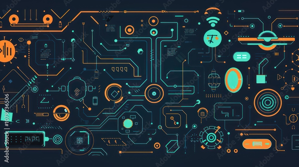 Abstract Tech Background with Futuristic Circuits Abstract Tech Background with Futuristic Circuits