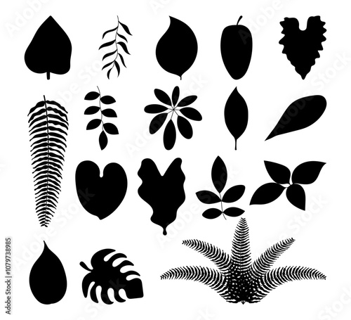 leaf silhouette, leaves illustration, silhouette foliage, flora simple shape, leaf clip art