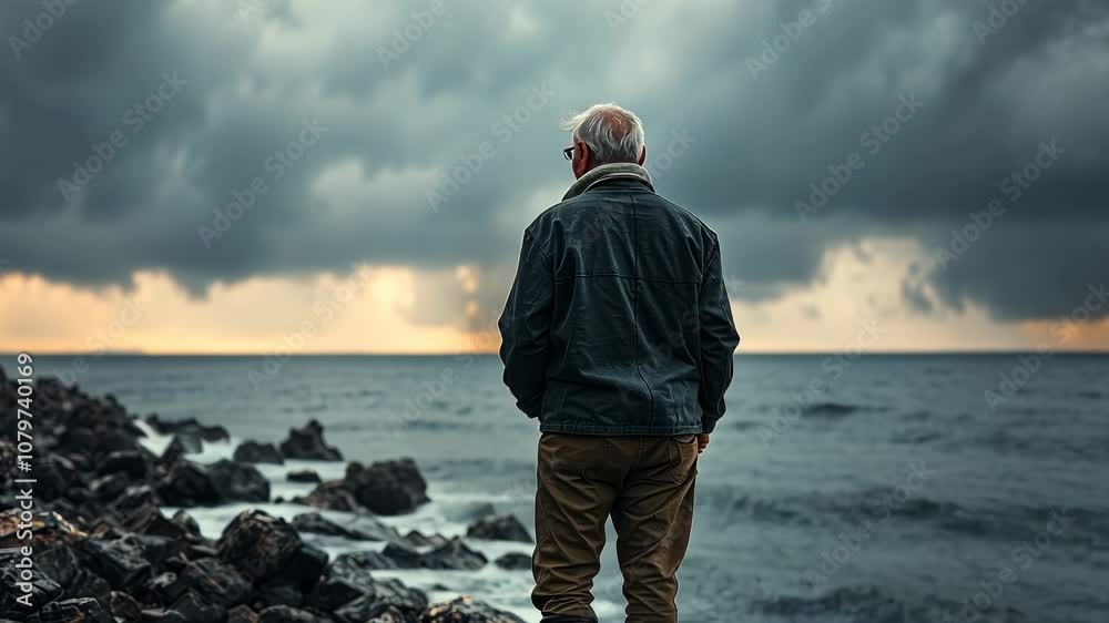 The old man stood on the beach and thought.