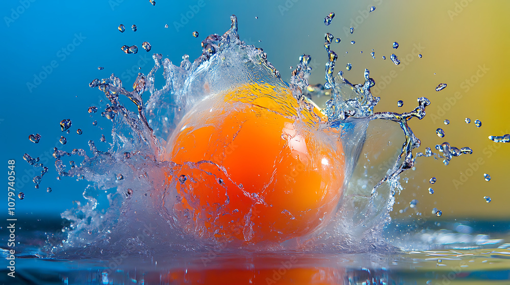Fototapeta premium Slow-motion capture of a water balloon bursting showing water exploding outward