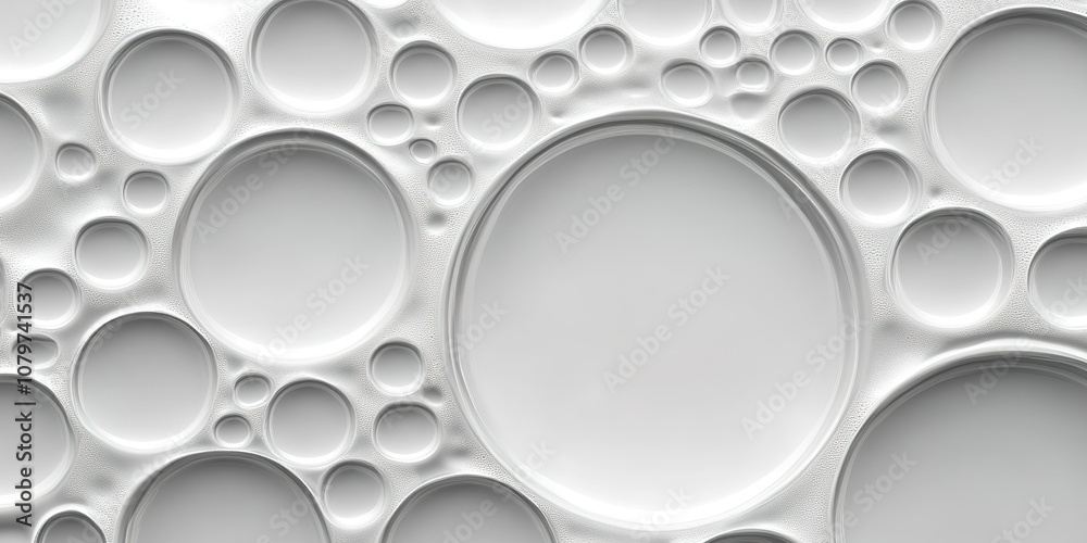 Abstract Creative Pattern Featuring Close-Up of White Transparent Droplets and Bubble Molecules, Designed for Essential Oils and Beauty Marketing. This Autumn and Winter Skincare Background Showcases Abstract Creative Pattern Featuring Close-Up of White Transparent Droplets and Bubble Molecules, Designed for Essential Oils and Beauty Marketing. This Autumn and Winter Skincare Background Showcases