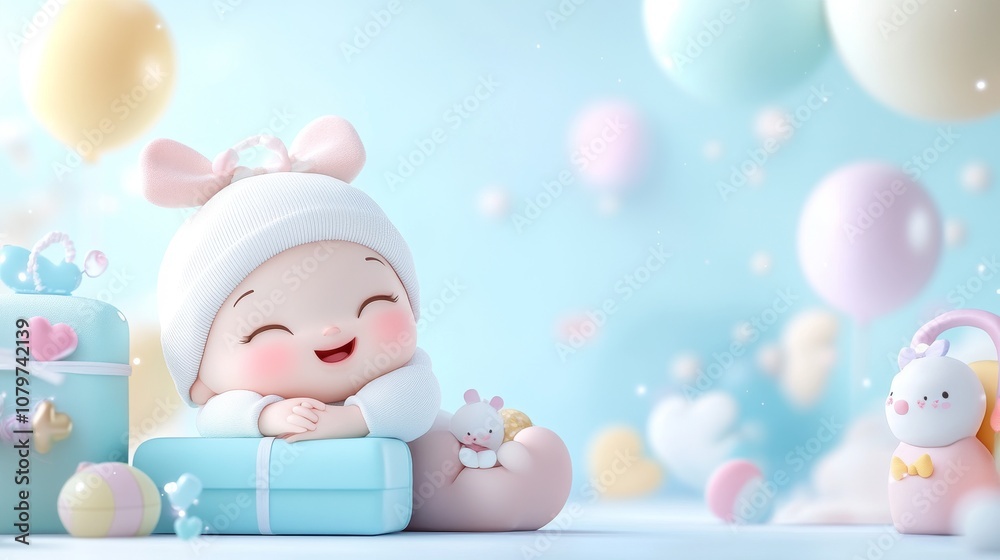 Cute Cartoon Baby Character in 3D Style Cute Cartoon Baby Character in 3D Style