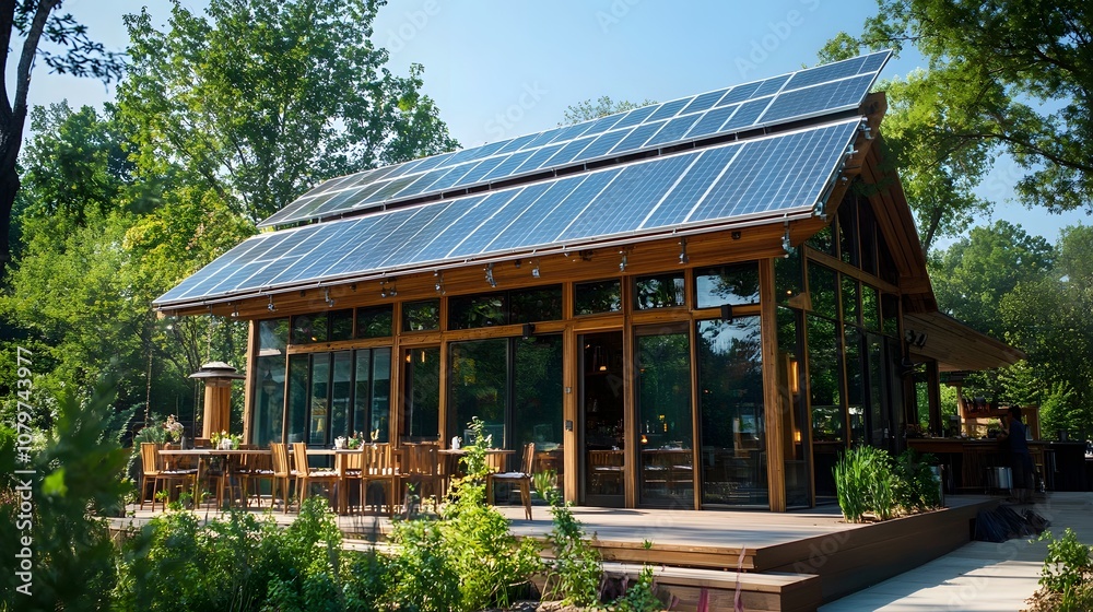 A solar-powered sustainable restaurant where all kitchen operations are powered by solar energy, promoting green dining and eco-friendly food practices.