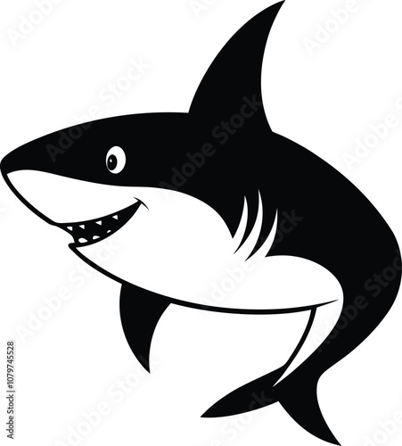 Solid color Great White Shark animal vector design