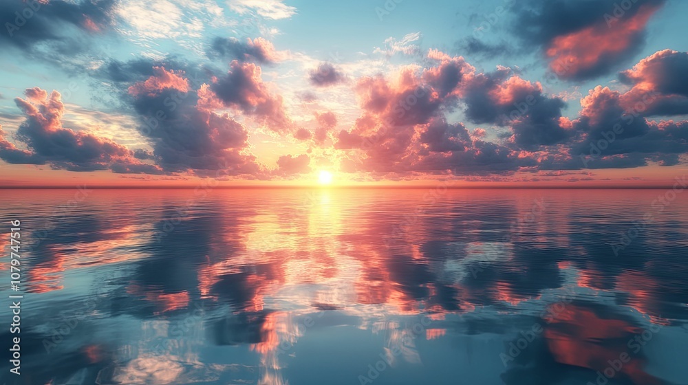Sunset Reflected in Calm Ocean Water Sunset Reflected in Calm Ocean Water